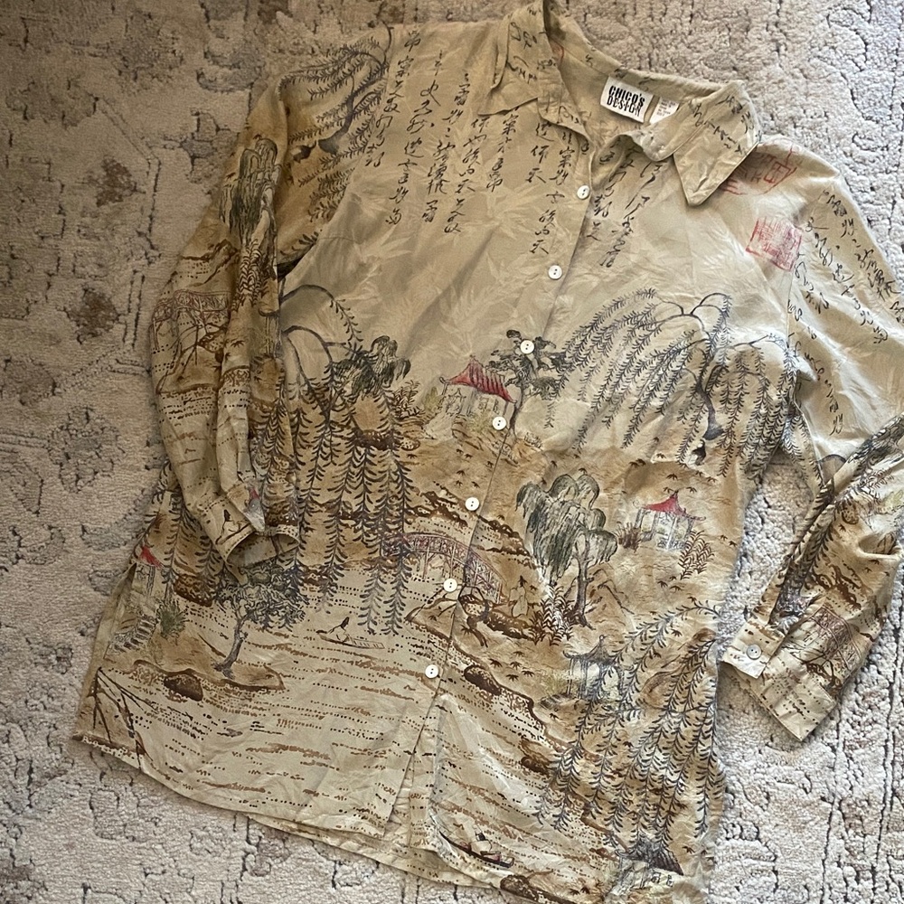 Chicos Silk Button Down Shirt - image 2